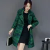 Mujeres de lana Women Slim Medium Long Tweed Chaqueta Femenina de alta calidad Marca verde DC463