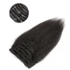 Kinky Curly Clip In Hair Extension Kinky Straight Hair Virgin Remy Human Hair Natural Black Clips Ins 100g 120g 7pcs/bag