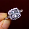 Marca 925 jóias corte Sterling Silver casamento da noiva anel de dedo Moda Almofada 3CT 5a zircão CZ anéis de pedra para as Mulheres TAMANHO 5-10