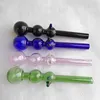 Cabaça Queimador de óleo de vidro colorido Acessórios para cachimbo com 3 bolas 2 pontos pés 15,5 cm de comprimento para narguilés Bongs Rigs