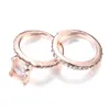18K Rose Gold Rings Set Slim Princess Morganite Proposal Gift Clear Diamond Jewelry Birthday Party Engagement Wedding Band Ring8205900355
