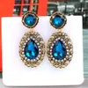 Fashion-crystal diamond earrings for women Luxurious alloy dangle chandelier ear jewelry six colors dark purple light coffee Peacock blue