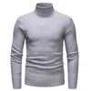 冬の暖かい男性のタートルネックのセーターファッションソリッドニットスリムフィットプルオーバー男性カジュアルダブルカラーセーターメンズプルホム1