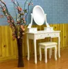 Free Shipping Wholesales 360°Rotation Single Mirror 5 Drawers Dressing Table White Black