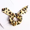 Hair Scrunchie Bands Streamer Tillbehör Kvinnor Tjej Ponytailhållare Elastiska Scrunchies Toppar Leopard Head Scarf Hårband 50PCS F307F