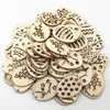 Houten ambachtelijke paaseieren DIY houten chips opknoping ornamenten Pasen partij decoratie DIY hout ambacht 50pcs / pack