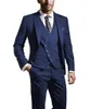 Mode Black Groom Tuxedos Peak Lapel Slim Fit Groomsmen Mens Bröllopsklänning Utmärkt Man Jacka Blazer 3 Piece Suit (Jacka + Byxor + Vest + Slips)
