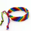 Fashion Handmade Women Rainbow Color Gift Link Bracelets Jewelry New Fancy 18 CM Adjustable Woven Rope Bracelet 2 pcs