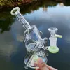 7 Inch Green Purple Recycler Bongs Hookahs Sidecar Water Pipes Showerhead Perc Percolator Oil Dab Rigs 14mm Joint With Heady Bowl