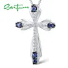 Santuzza Silver Pendant for Women äkta 925 Sterling Elegant Blue Cross Fit Necklace Delicate Fashion Jewerly V191129