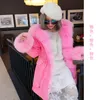 Maomaokong Brand white fox fur trim Threshold women snow coats white fox and rabbit fur lining red long parkas with cuff fur