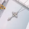 Brand 925 Silver diamond painting full Exquisite palace Cross Pendant Necklace for women men Crucifix Charm Luxury big Jewelry
