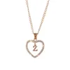 New Fashion Handmade Rose Gold Plated 26 Letter White Crystal Pendant Necklace for Women Gift