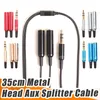 Jack Audio Splitter Cable 3.5mm Man till 2 port 3.5mm Kvinna med MIC 3.5 Förlängning AUX Cable Adapter för högtalare