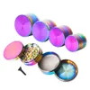 Rainbow Zinc Alloy Smoking Herb Grinder 40MM 50MM 56MM 63MM 4 Piece Metal Tobacco Grinder Smoke Grinders for Smoking Water Pipe