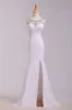 Elegant rygglös kristallpärlad sjöjungfru aftonklänningar ren nackchiffong hög slits riktiga foton plus storlek sexiga formella promfestklänningar