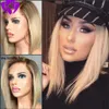 Hotsinelling braune wurzeln ombre blond farbe kurze bobperücken brasilianische volle spitze frontperücke synthetische wärme residattante haare für weiße frauen