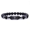 Nouvelle mode noir pierre naturelle à la mode Micro pavé fleur perles Bracelet pour hommes femmes bijoux faits à la main Pulsera accessoires