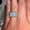 Homens de luxo hip hop anel jóias 925 prata bling sona diamant pintura completa ouro anéis para meninos festa presente tamanho 8-13