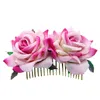 White/Red Rose Flower Headpieces Combs Wedding Bridal Fashion Jewelry Women Prom Headpiece Charm Hair Accessories Hair Pins Clips