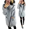 Mulheres Zipper Hoodies longos Tops Manga Comprida lapela gola pullover Moletom outwear casaco outono Inverno oversize hoodie LJJA3079