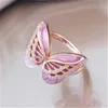 Crystal Butterfly Ring Enamel Animal Cluster Wedding Rings Gift for Women Fashion Jewelry