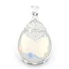 Luckyshine Teardrop Stora Hängen Vit Moonstone Gems 925 Sterling Silver Plated Fine Smycken Kvinnor Halsband Pendants 15 * 20mm