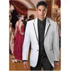 Новый жених смокинги Groomsmen две кнопки Белый Notch лацкане Шафер костюм свадебный мужской пиджак костюмы на заказ (куртка + брюки + жилет + галстук) 1345