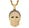 14K ICED Out Gold Custom Michael Myers hanger CZ Big Size Solid Character Pendants Hiphop Jewelry Christmas Valentijnsdag cadeau