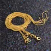 Łańcuchy węża naszyjniki gładkie projekty 1 mm 18k złota platowane męskie kobiety moda