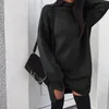 Bigsweety 여성 가을 ​​니트 스웨터 드레스 2018 패션 Turtleneck 측면 분할 탄성 단색 니트 드레스 Vestidos 2018 새로운 Y19012102