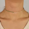 Heißer Verkauf, personalisierte, einzigartige Kontrastfarben-Choker-Halskette, halb gepflastert, weiß, cz, halb andere Farbe, cz, Damenschmuck, Großhandel, Gold