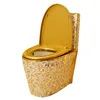 Water Saving Art Gold Toilet Seats Siphon Silent Sitting Urinal Golden Vine pattern porcelain ceramic bathroom fixtures295A