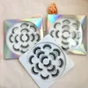 7 pares 5D vison falso Lashes personalizado Holographic Embalagem Natural longos e grossos pestanas falsas Bandeja Flower