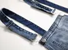 Moda Uomo Jeans strappati Pagliaccetti Casual con cintura Tute Salopette in denim con foro Bike Jean220u