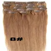 16 24 pouces Blond Blond Brun Brown Silky Clip droit dans les extensions de cheveux humains 70g 100g Brésilien Remy Remy pour la tête complète 6629730