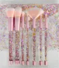 NA019 7pcs Crystal Makeup Brush sets Mermaid Unicorn Glitter Concealer Make up Brush Powder liquid Blusher Shading Eyeshadow maquiagem Brush