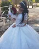 Boule De mariage arabe superbes robes 2020 col en V à manches longues appliqué dentelle perles robe De mariée chapelle Train robes De Novia AL6056 estidos