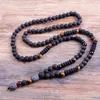 Collana di perline di Buddha in ematite da uomo con perline di legno nero da 6 mm di nuovo design