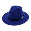 Fashion-European US men women wool felt fedora hats with Belt Buckle unis Jazz hat Autumn Winter panama Cap Trilby Chapeau