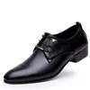 Zapatos de cuero para hombre Zapatos de vestir para hombre Estilo británico con cordones Punta estrecha Pisos bajos 2 colores Tamaño grande 37-46