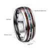 8mm Hawaiian Koa Wood and Abalone Shell Tungsten Carbide Rings Wedding Bands for Men Comfort Fit Size 5-14