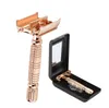 Twist Butterfly Open Classic Double Edge Blade Safety Shaving Razor Shaver Handle Holder +Blade +Mirror Case