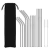 8.5 10.5inch Reusable Metal Drinking Straws 304 Stainless Steel Bent Straight Drinks Straw Bar Party Accessory