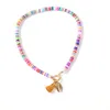 Boho-Muschel-Halskette, böhmische bunte Polymer-Ton-Muschel-Anhänger-Halskette für Frauen, Urlaubsschmuck, Strand-Accessoires