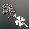 10pcs in acciaio inossidabile ciondolo ciondolo trifoglio fortunato collana petalo fiori erba semplice pianta gioielli amuleto