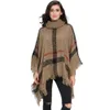 Plus Size Winter Ciepłe damskie Wełna Turtleneck Swetry Bez Rękawów Sweter Plaid Knit Sweter Poncho Ciepły Sweter Mody