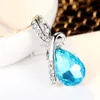 Bijoux fantaisie 2 couleurs Long cristal coeur pendentif collier chaîne pour femmes amour colliers pendentifs Collares