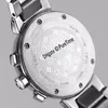 Nova caixa de aço q11215 34mm mostrador marrom preto subdial japão quartzo cronógrafo relógio feminino pulseira de aço inoxidável relógios puretim1936