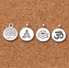 100 sztuk / partia Tybetański Silver Round Tag Lotus / Life Tree / Buddha Charms 15mm Metal Wisiorki Biżuteria Dokonywanie Akcesoria